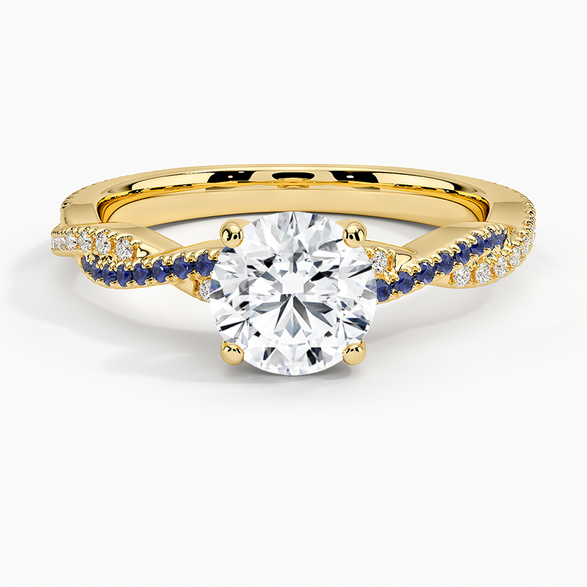 Petite Luxe Twisted Vine Sapphire and Diamond Ring (1/8 ct. tw.) Yellow Gold 18k Round Engagement Ring
