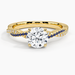 Petite Luxe Twisted Vine Sapphire and Diamond Ring (1/8 ct. tw.) Yellow Gold 18k Round Engagement Ring