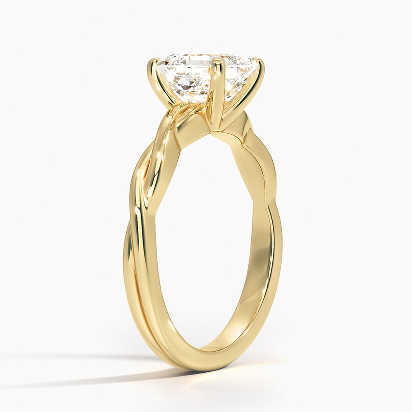 Twisted Vine Solitaire Ring Yellow Gold 18k Asscher Engagement Ring
