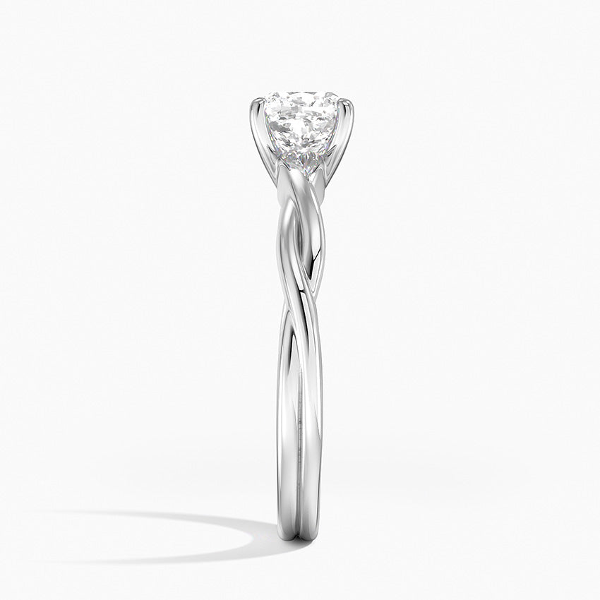 Twisted Vine Solitaire Ring Platinum Cushion Engagement Ring