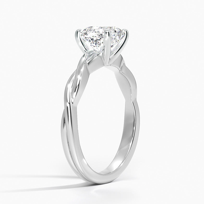 Twisted Vine Solitaire Ring Platinum Cushion Engagement Ring