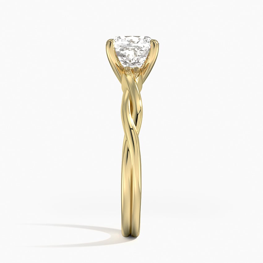 Twisted Vine Solitaire Ring Yellow Gold 18k Cushion Engagement Ring
