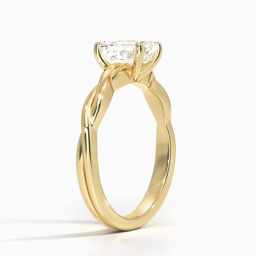 Twisted Vine Solitaire Ring Yellow Gold 18k Emerald Engagement Ring