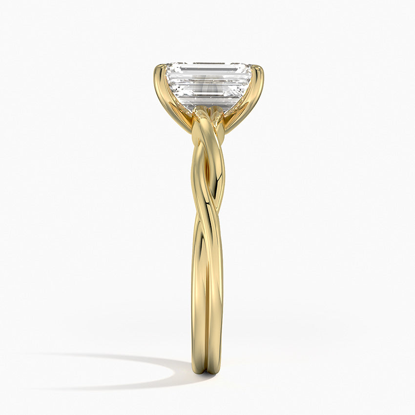 Twisted Vine Solitaire Ring Yellow Gold 18k Emerald Engagement Ring