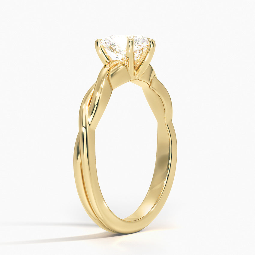 Twisted Vine Solitaire Ring Yellow Gold 18k Heart Engagement Ring