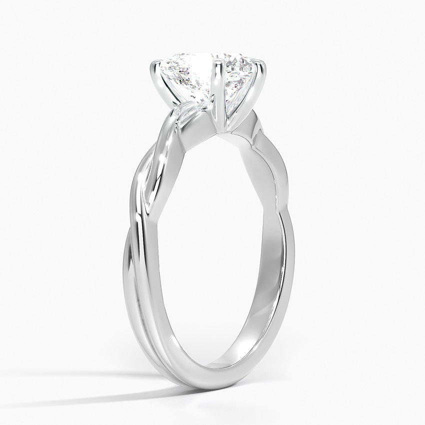 Twisted Vine Solitaire Ring Platinum Heart Engagement Ring