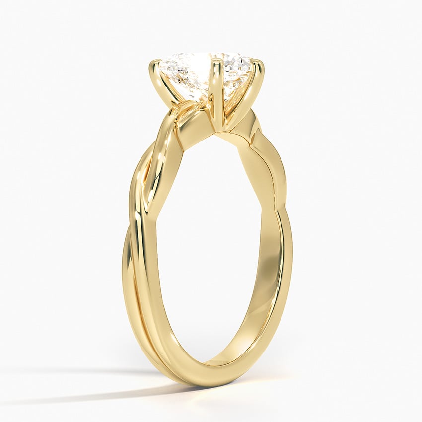 Twisted Vine Solitaire Ring Yellow Gold 18k Heart Engagement Ring