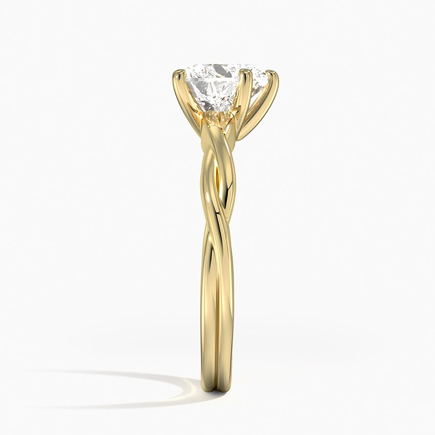 Twisted Vine Solitaire Ring Yellow Gold 18k Heart Engagement Ring