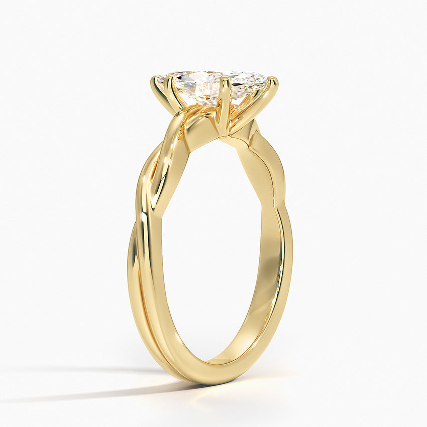 Twisted Vine Solitaire Ring Yellow Gold 18k Marquise Engagement Ring