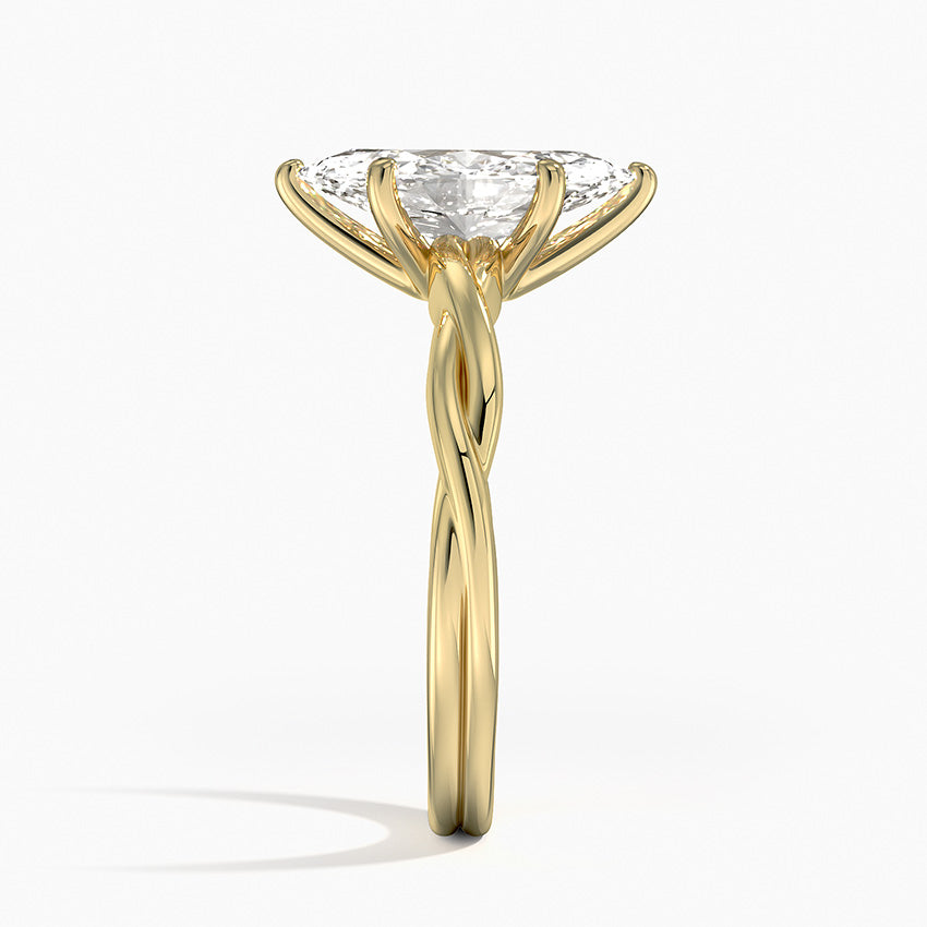 Twisted Vine Solitaire Ring Yellow Gold 18k Marquise Engagement Ring