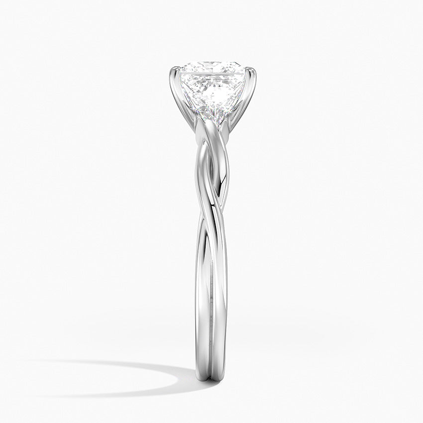 Twisted Vine Solitaire Ring Platinum Princess Engagement Ring