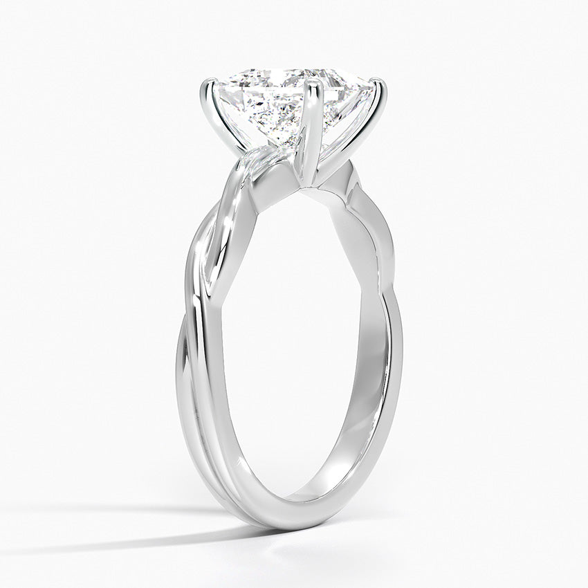 Twisted Vine Solitaire Ring Platinum Princess Engagement Ring