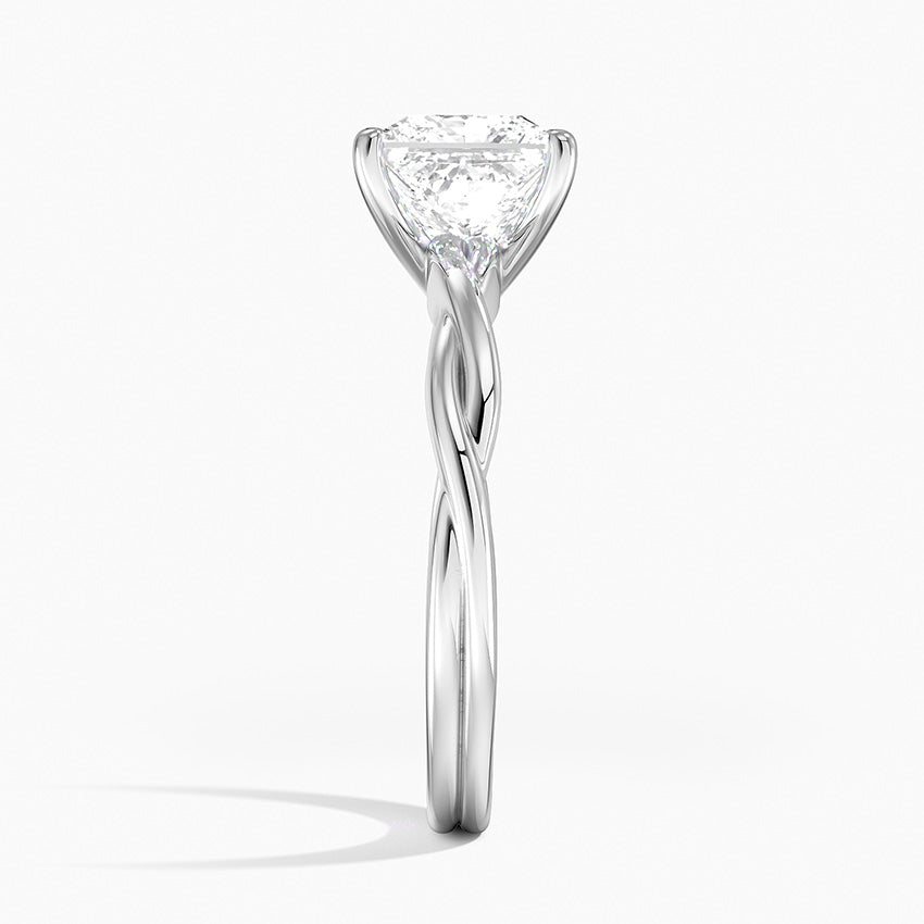 Twisted Vine Solitaire Ring Platinum Princess Engagement Ring
