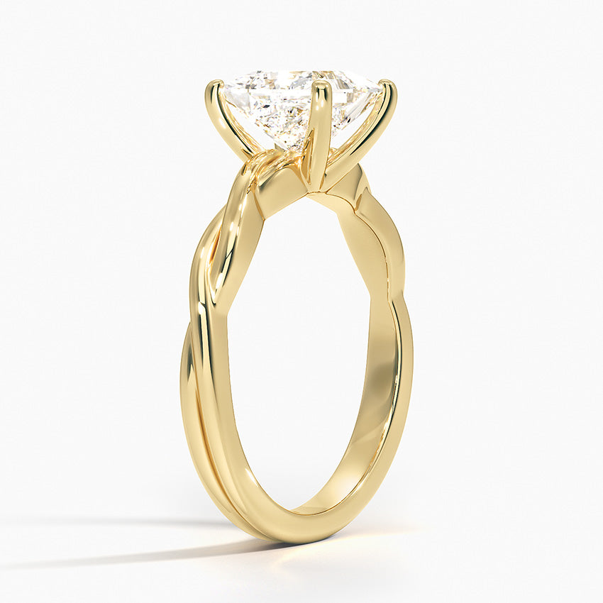 Twisted Vine Solitaire Ring Yellow Gold 18k Princess Engagement Ring