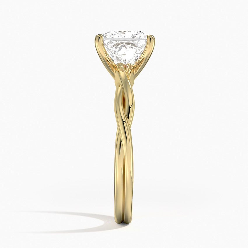 Twisted Vine Solitaire Ring Yellow Gold 18k Princess Engagement Ring