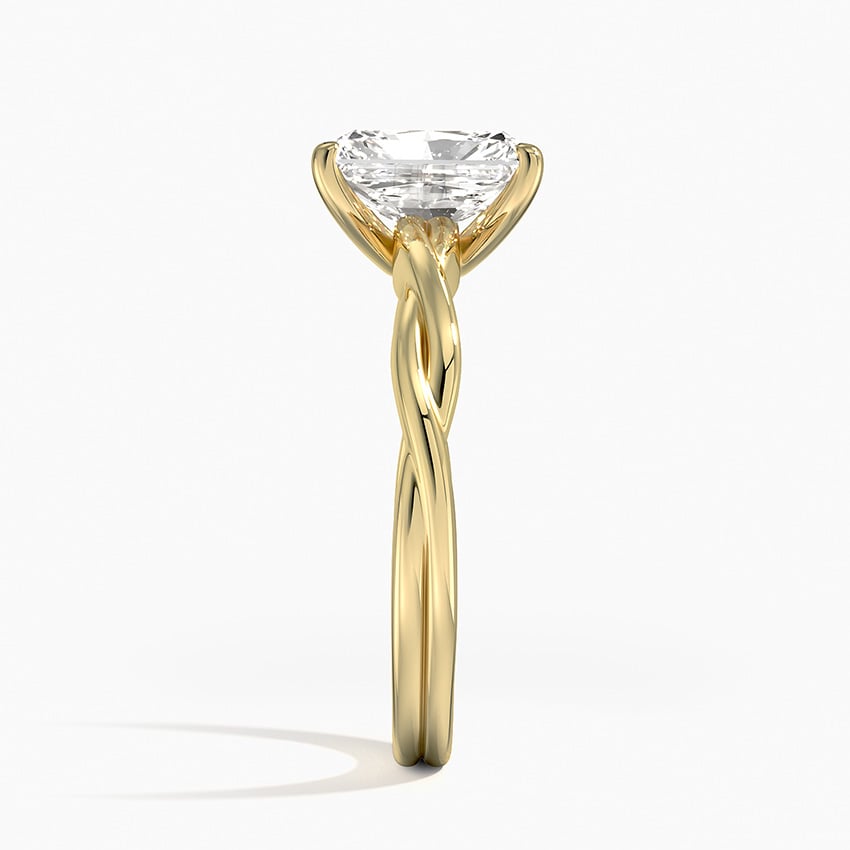 Twisted Vine Solitaire Ring Yellow Gold 18k Radiant Engagement Ring