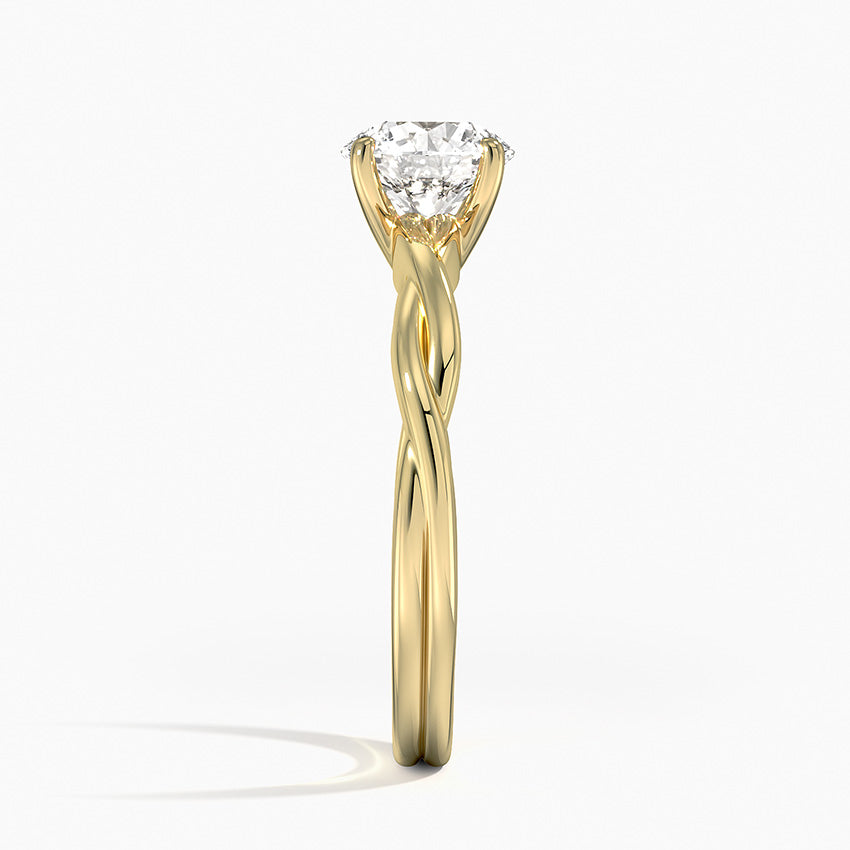 Twisted Vine Solitaire Ring Yellow Gold 18k Round Engagement Ring