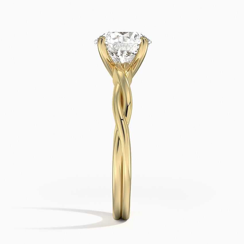 Twisted Vine Solitaire Ring Yellow Gold 18k Round Engagement Ring