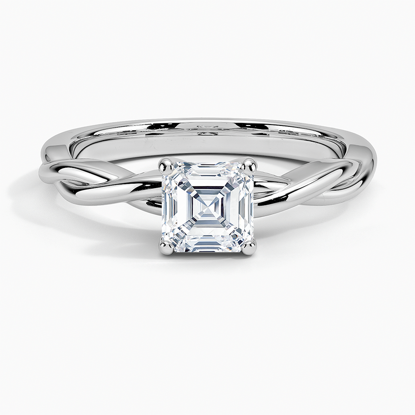 Twisted Vine Solitaire Ring Platinum Asscher Engagement Ring