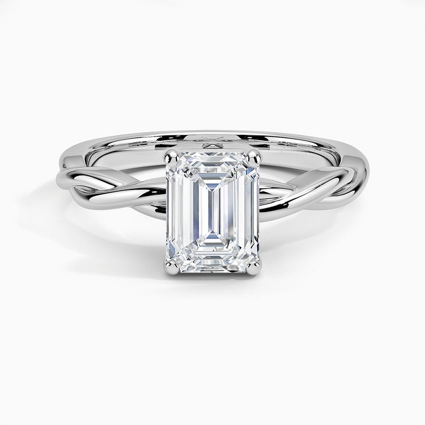 Twisted Vine Solitaire Ring Platinum Emerald Engagement Ring