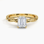 Twisted Vine Solitaire Ring Yellow Gold 18k Emerald Engagement Ring