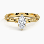 Twisted Vine Solitaire Ring Yellow Gold 18k Marquise Engagement Ring