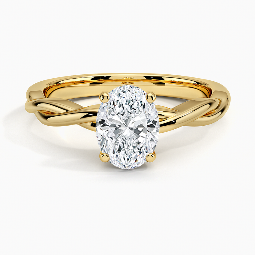 Twisted Vine Solitaire Ring Yellow Gold 18k Oval Engagement Ring