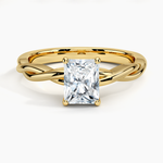Twisted Vine Solitaire Ring Yellow Gold 18k Radiant Engagement Ring