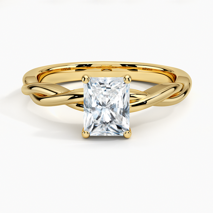 Twisted Vine Solitaire Ring Yellow Gold 18k Radiant Engagement Ring