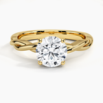 Twisted Vine Solitaire Ring Yellow Gold 18k Round Engagement Ring