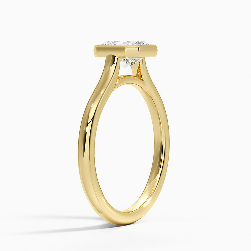 Luna 2mm Bezel Ring Yellow Gold 18k Asscher Engagement Ring
