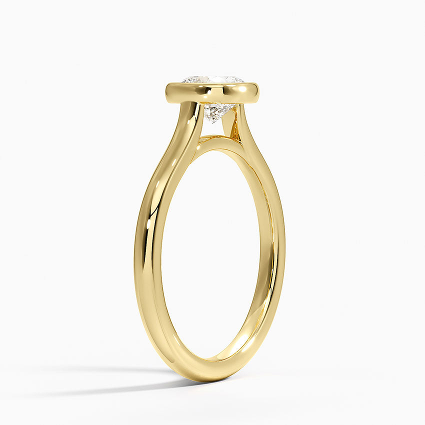 Luna 2mm Bezel Ring Yellow Gold 18k Cushion Engagement Ring