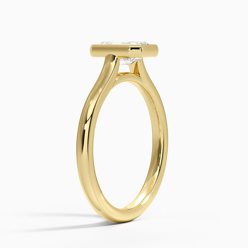 Luna 2mm Bezel Ring Yellow Gold 18k Emerald Engagement Ring