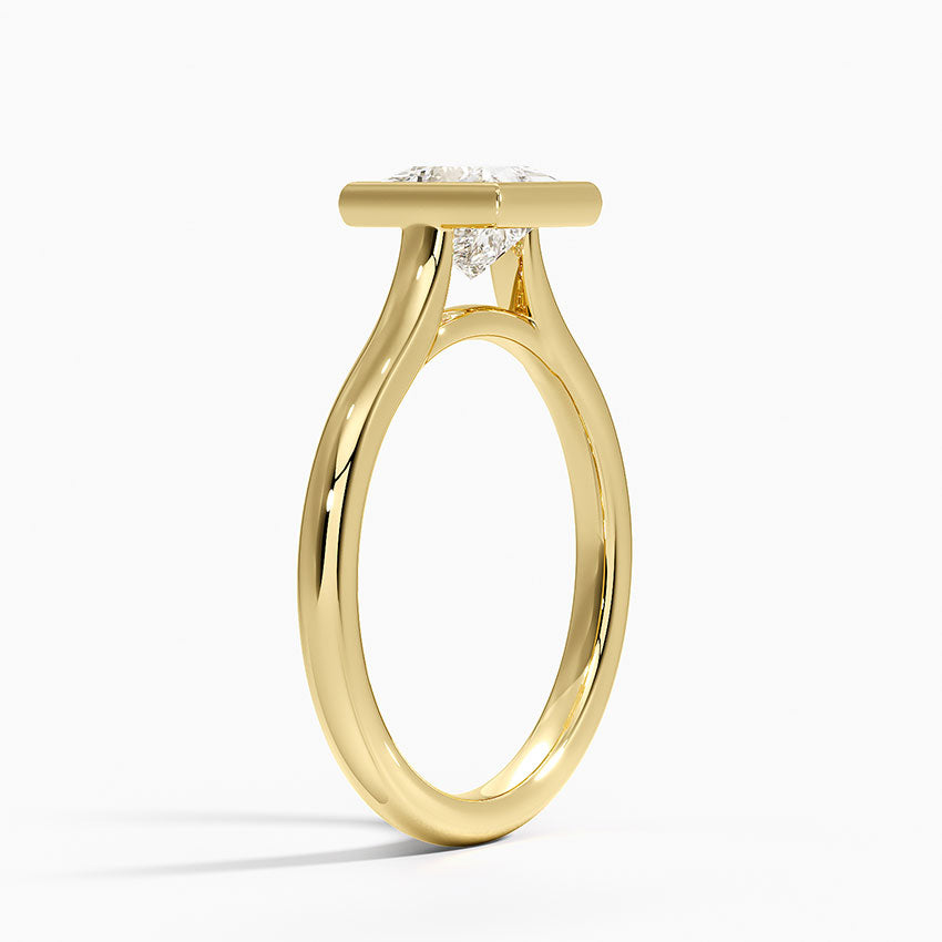 Luna 2mm Bezel Ring Yellow Gold 18k Princess Engagement Ring