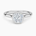 Luna 2mm Bezel Ring Platinum Cushion Engagement Ring