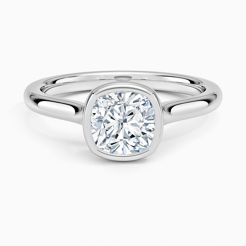Luna 2mm Bezel Ring Platinum Cushion Engagement Ring