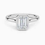 Petite Luna 1.5mm Bezel Ring Platinum Emerald Engagement Ring