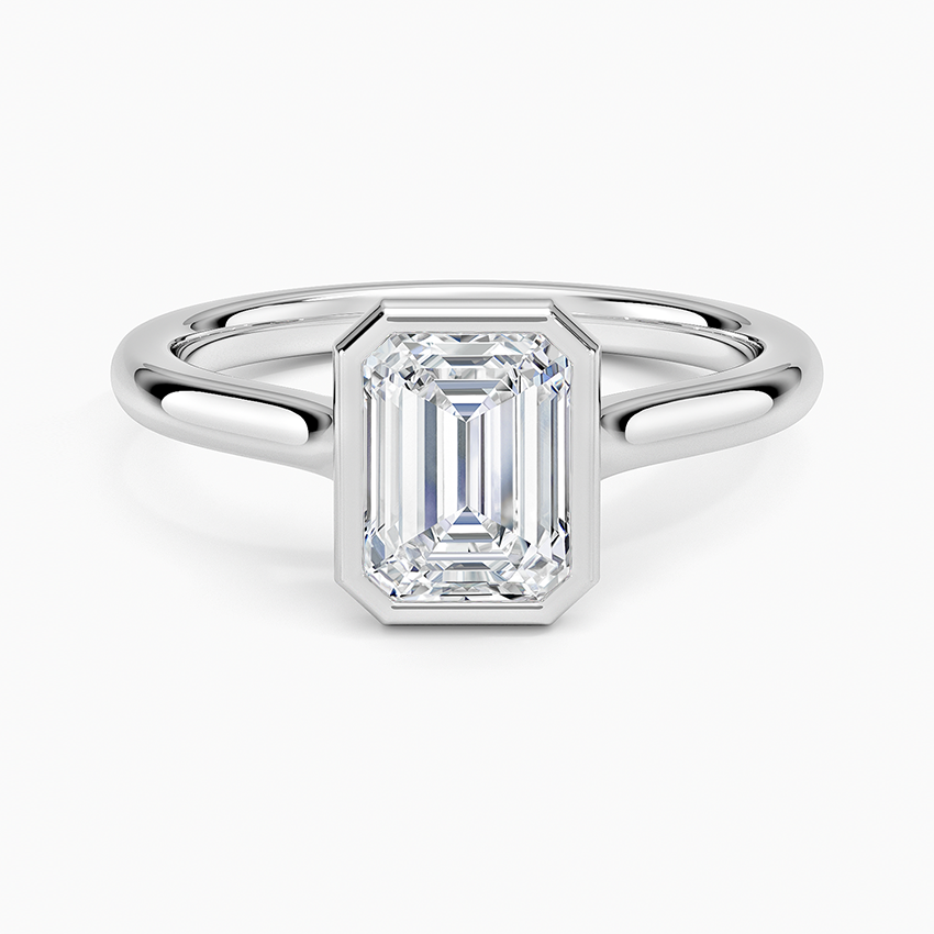 Petite Luna 1.5mm Bezel Ring Platinum Emerald Engagement Ring