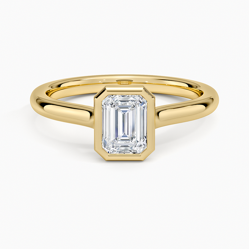 Luna 2mm Bezel Ring Yellow Gold 18k Emerald Engagement Ring