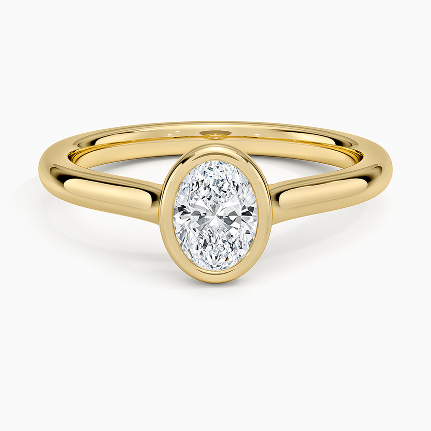 Luna 2mm Bezel Ring Yellow Gold 18k Oval Engagement Ring