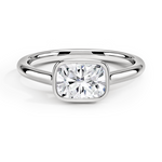 Luna East-West Bezel Solitaire Engagement Ring 18K White Gold CU