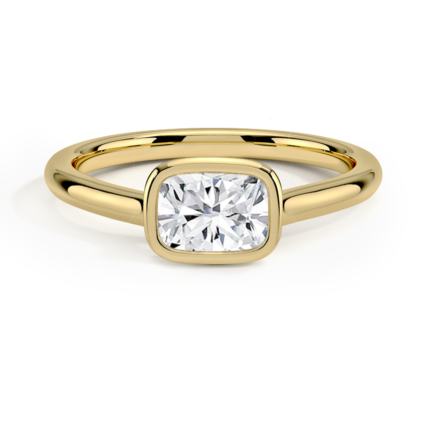 Luna East-West Bezel Solitaire Engagement Ring 18K Yellow Gold CU