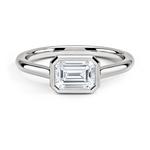 Luna East-West Bezel Solitaire Engagement Ring 18K White Gold EM