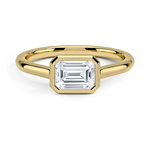 Luna East-West Bezel Solitaire Engagement Ring 18K Yellow Gold EM