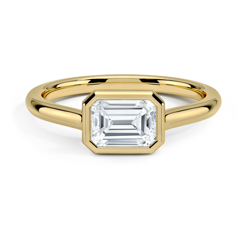 Luna East-West Bezel Solitaire Engagement Ring 18K Yellow Gold EM