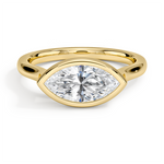 Luna East-West Bezel Solitaire Engagement Ring 18K Yellow Gold MQ