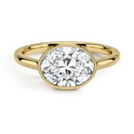 Luna East-West Bezel Solitaire Engagement Ring 18K Yellow Gold OV