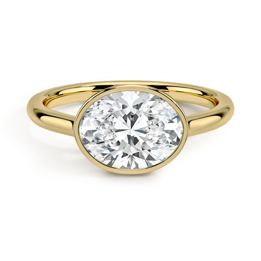 Luna East-West Bezel Solitaire Engagement Ring 18K Yellow Gold OV