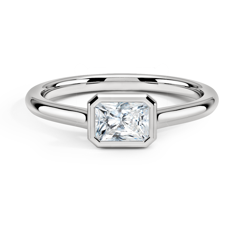 Luna East-West Bezel Solitaire Engagement Ring 18K White Gold RA