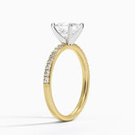Petite Shared Prong Half Coverage Diamond Ring Yellow Gold 18k Asscher Engagement Ring